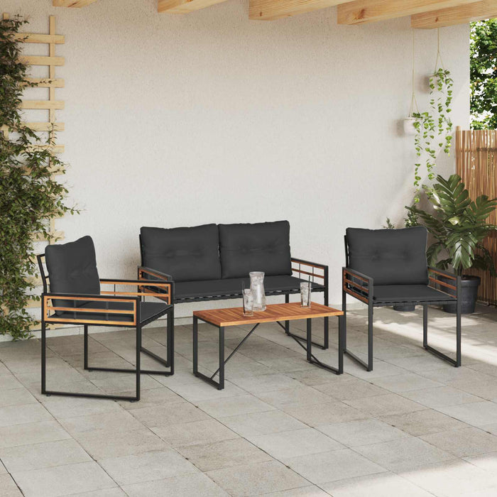 Set de Mobilier pentru Exterior cu pernă 4 pcs Gri închis - WALTI WALTI