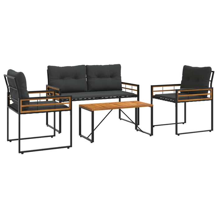 Set de Mobilier pentru Exterior cu pernă 4 pcs Gri închis - WALTI WALTI