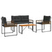 Set de Mobilier pentru Exterior cu pernă 4 pcs Gri închis - WALTI WALTI
