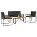 Set de Mobilier pentru Exterior cu pernă 4 pcs Gri închis - WALTI WALTI