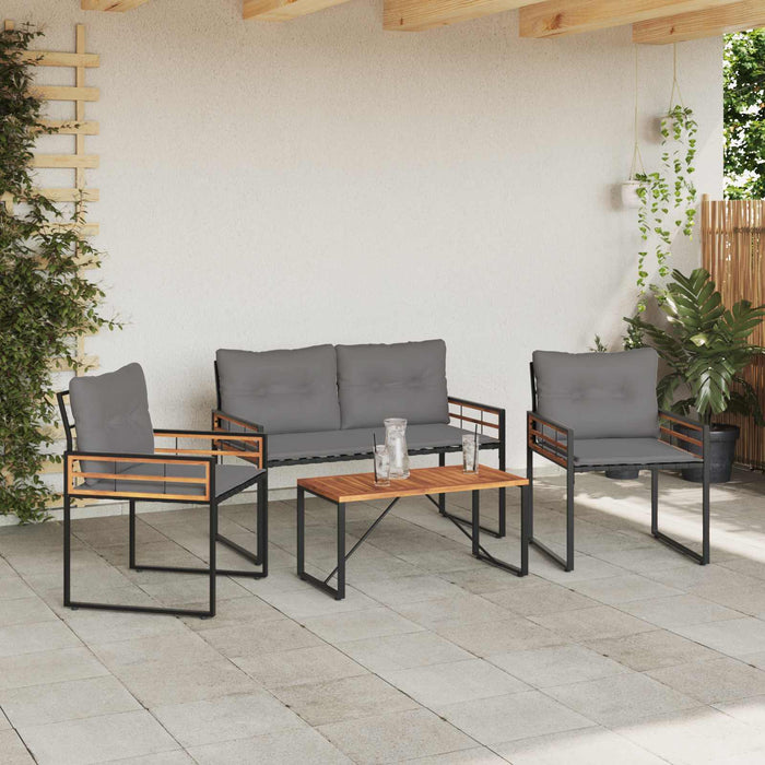 Set de Mobilier pentru Exterior cu pernă 4 pcs Gri deschis - WALTI WALTI