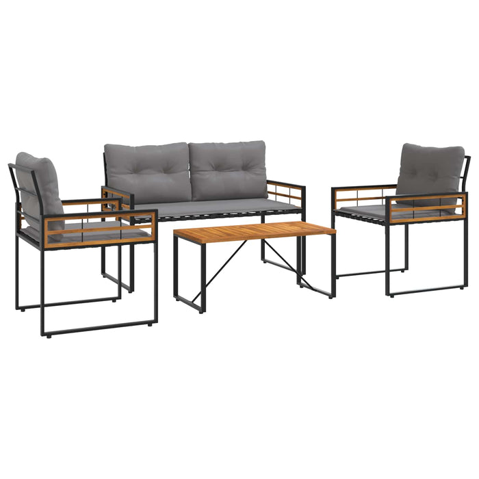 Set de Mobilier pentru Exterior cu pernă 4 pcs Gri deschis - WALTI WALTI