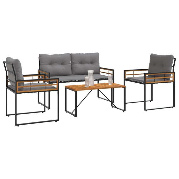 Set de Mobilier pentru Exterior cu pernă 4 pcs Gri deschis - WALTI WALTI