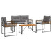 Set de Mobilier pentru Exterior cu pernă 4 pcs Gri deschis - WALTI WALTI