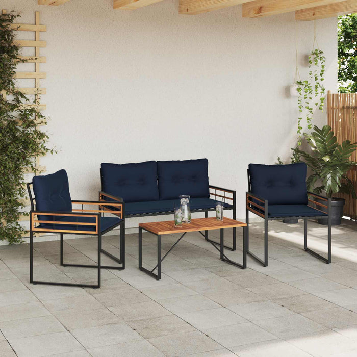 Set de Mobilier pentru Exterior cu pernă 4 pcs Bleumarin - WALTI WALTI