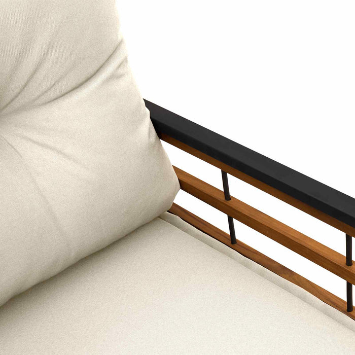 Bancă cu strat din lemn cu pernă Simplu Crem 114 x 55 x 77 cm - WALTI WALTI