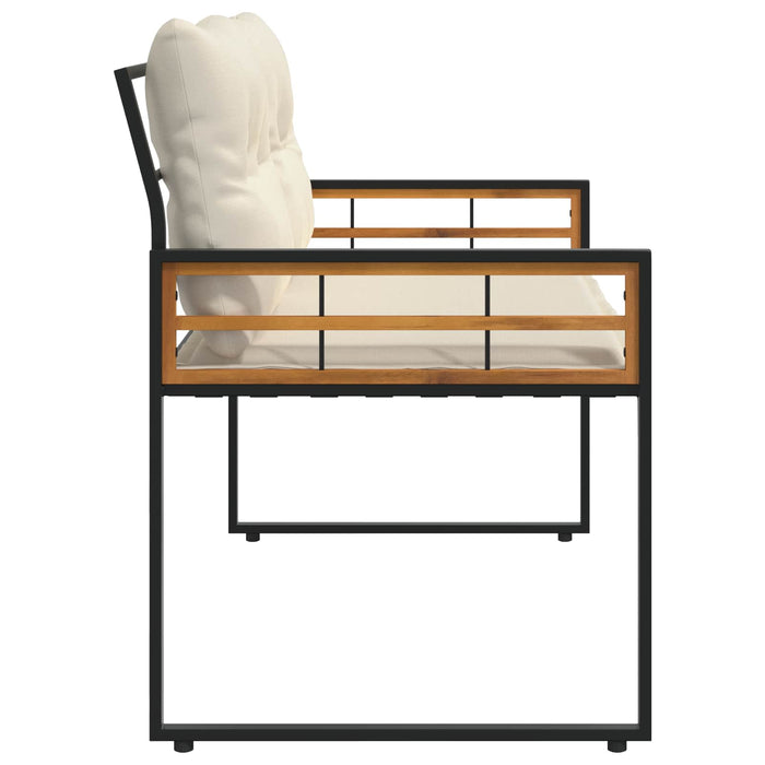 Bancă cu strat din lemn cu pernă Simplu Crem 114 x 55 x 77 cm - WALTI WALTI