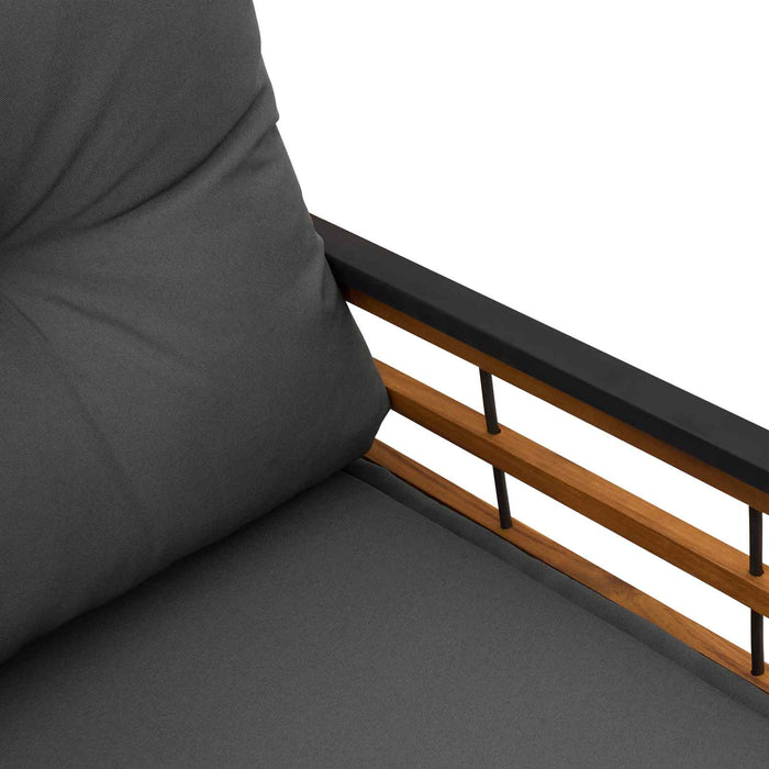 Bancă cu strat din lemn cu pernă Gri închis 114 x 55 x 77 cm - WALTI WALTI