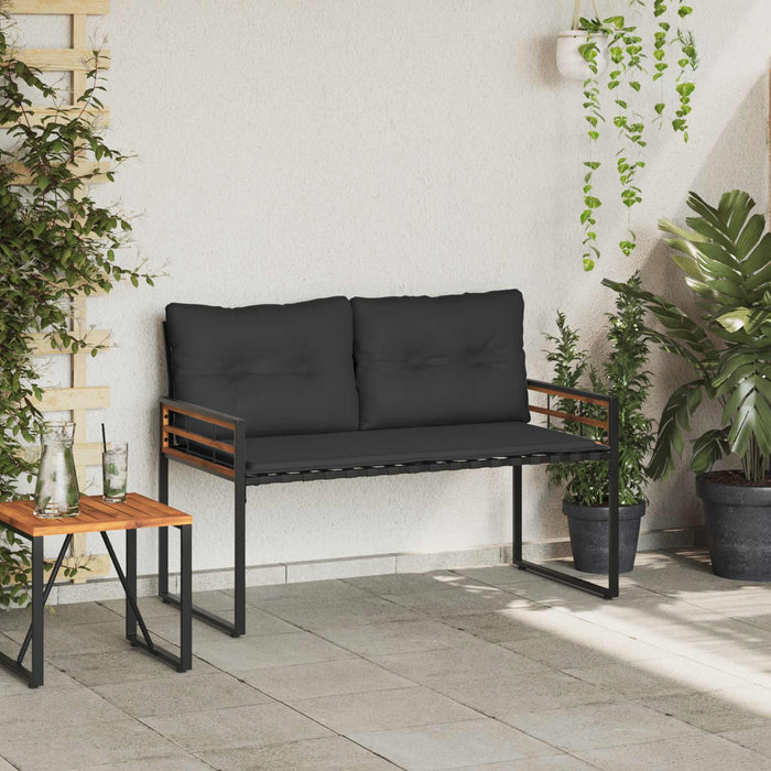 Bancă cu strat din lemn cu pernă Gri închis 114 x 55 x 77 cm - WALTI WALTI