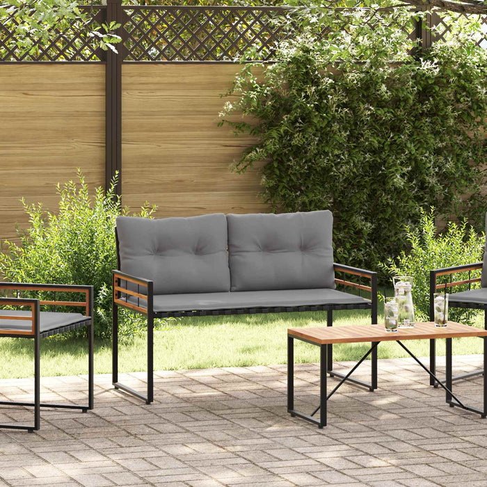 Bancă cu strat din lemn cu pernă Gri deschis 114 x 55 x 77 cm - WALTI WALTI