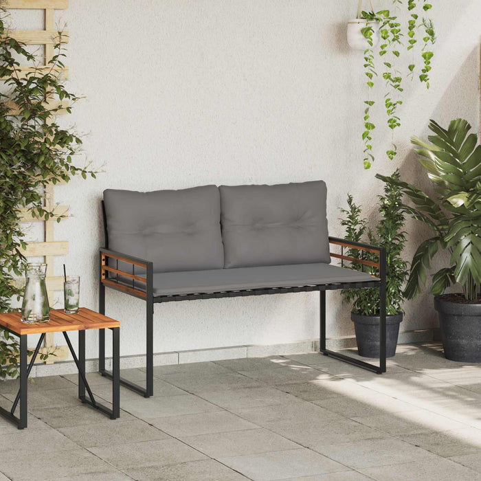 Bancă cu strat din lemn cu pernă Gri deschis 114 x 55 x 77 cm - WALTI WALTI