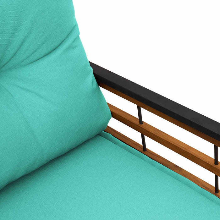 Bancă cu strat din lemn cu pernă Turcoaz 114 x 55 x 77 cm - WALTI WALTI