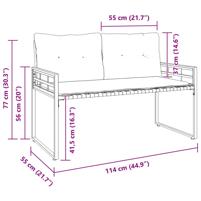 Bancă cu strat din lemn cu pernă Turcoaz 114 x 55 x 77 cm - WALTI WALTI