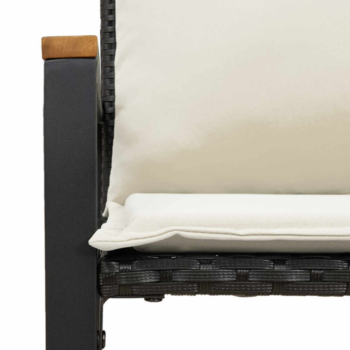 bancă cu pernă Negru și Alb crem 115 x 65 x 72 cm Ratan - WALTI WALTI