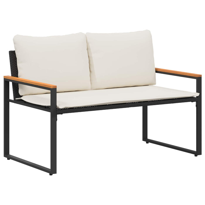 bancă cu pernă Negru și Alb crem 115 x 65 x 72 cm Ratan - WALTI WALTI