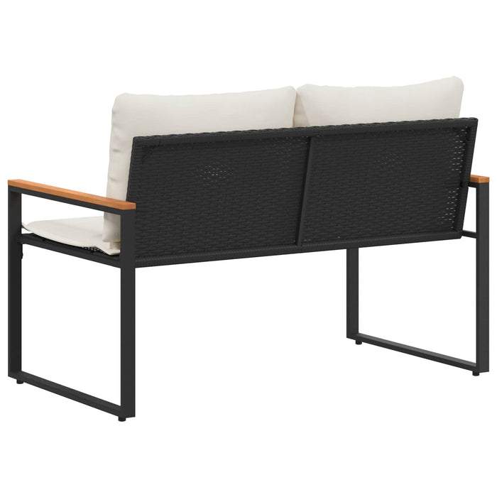 bancă cu pernă Negru și Alb crem 115 x 65 x 72 cm Ratan - WALTI WALTI
