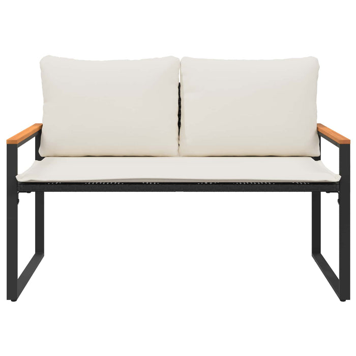 bancă cu pernă Negru și Alb crem 115 x 65 x 72 cm Ratan - WALTI WALTI