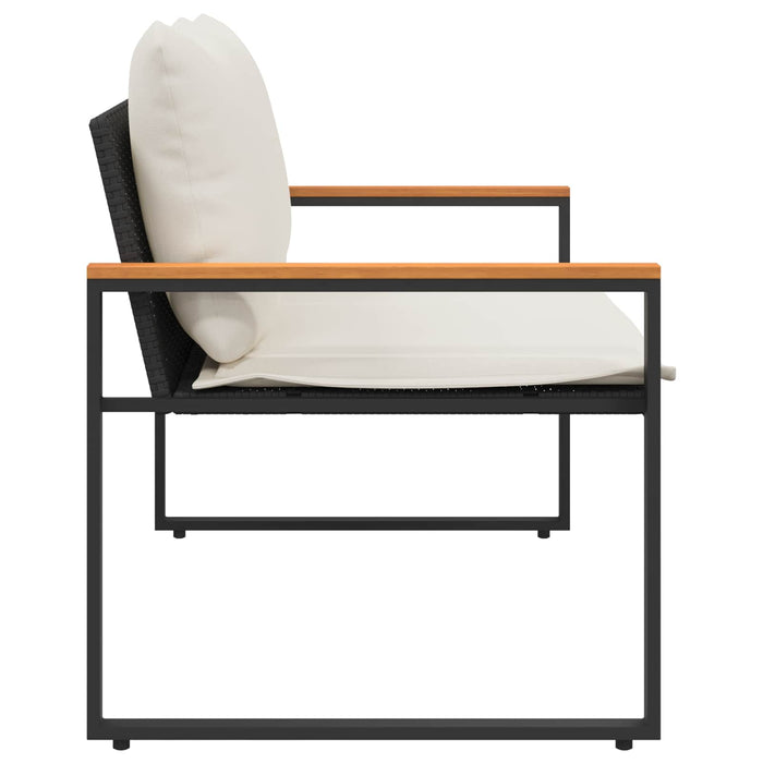 bancă cu pernă Negru și Alb crem 115 x 65 x 72 cm Ratan - WALTI WALTI