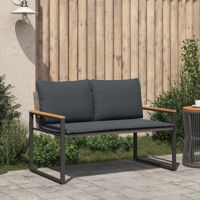 bancă cu pernă Gri și gri închis 115 x 65 x 72 cm Ratan - WALTI WALTI