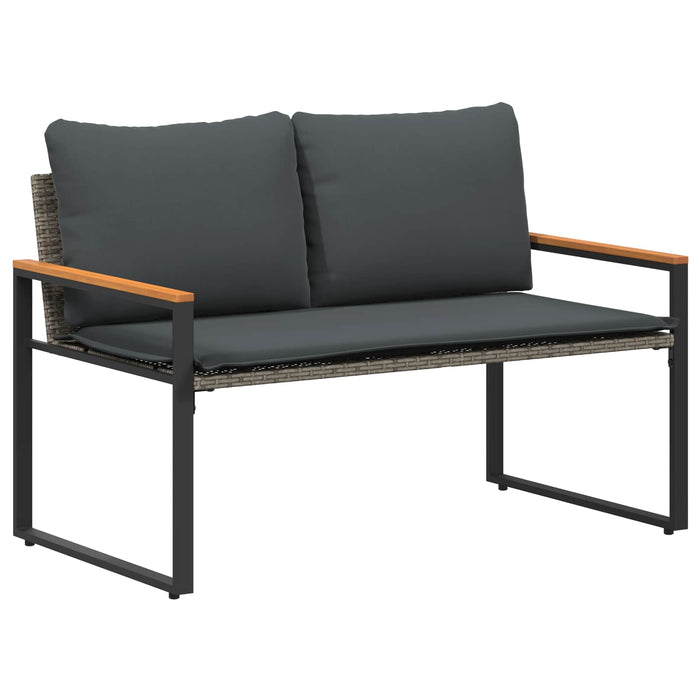bancă cu pernă Gri și gri închis 115 x 65 x 72 cm Ratan - WALTI WALTI