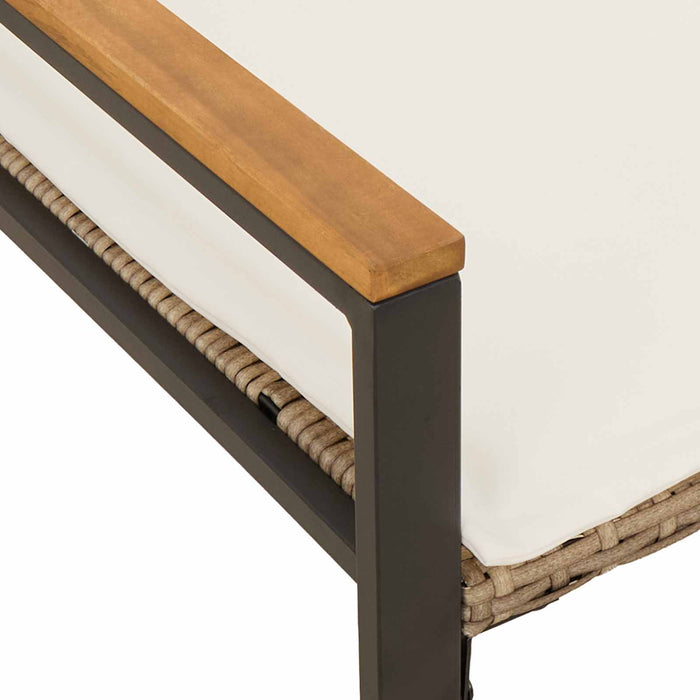 bancă cu pernă Bej și alb crem 115 x 65 x 72 cm Ratan - WALTI WALTI