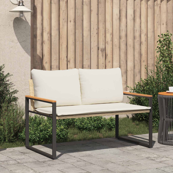bancă cu pernă Bej și alb crem 115 x 65 x 72 cm Ratan - WALTI WALTI