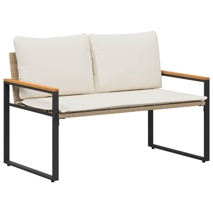 bancă cu pernă Bej și alb crem 115 x 65 x 72 cm Ratan - WALTI WALTI