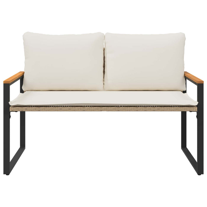 bancă cu pernă Bej și alb crem 115 x 65 x 72 cm Ratan - WALTI WALTI