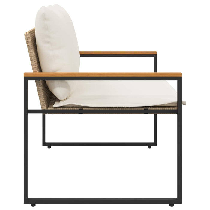 bancă cu pernă Bej și alb crem 115 x 65 x 72 cm Ratan - WALTI WALTI