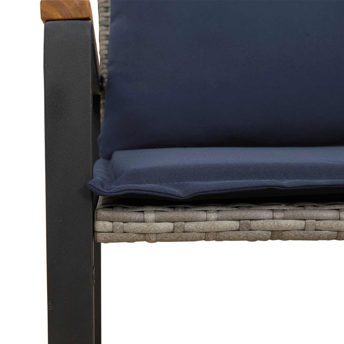 bancă cu pernă Gri și albastru marin 115 x 65 x 72 cm Ratan - WALTI WALTI