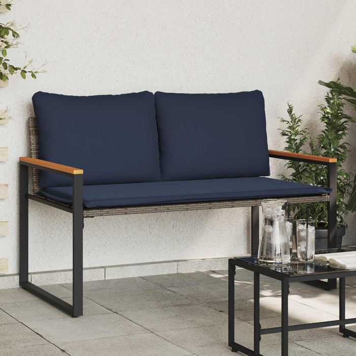 bancă cu pernă Gri și albastru marin 115 x 65 x 72 cm Ratan - WALTI WALTI