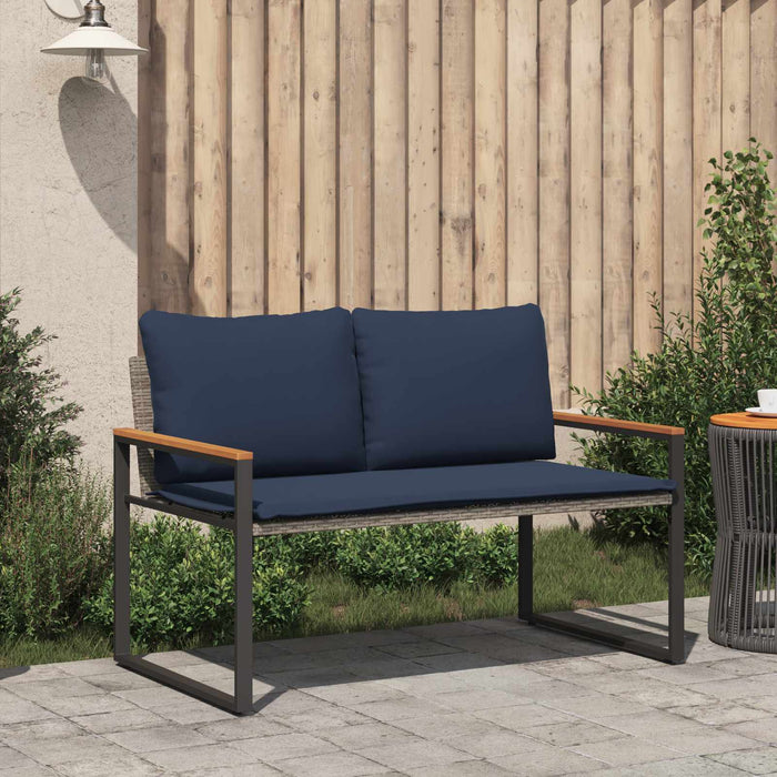 bancă cu pernă Gri și albastru marin 115 x 65 x 72 cm Ratan - WALTI WALTI