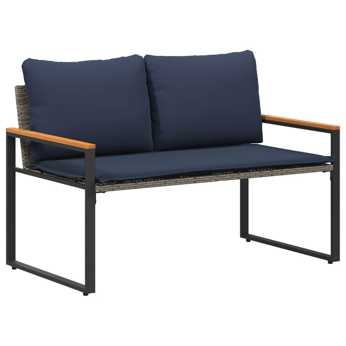 bancă cu pernă Gri și albastru marin 115 x 65 x 72 cm Ratan - WALTI WALTI