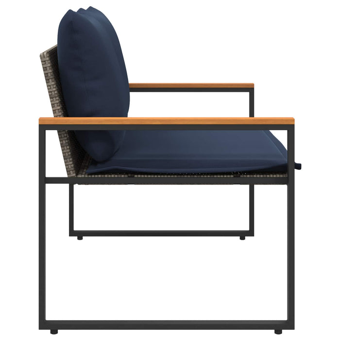 bancă cu pernă Gri și albastru marin 115 x 65 x 72 cm Ratan - WALTI WALTI