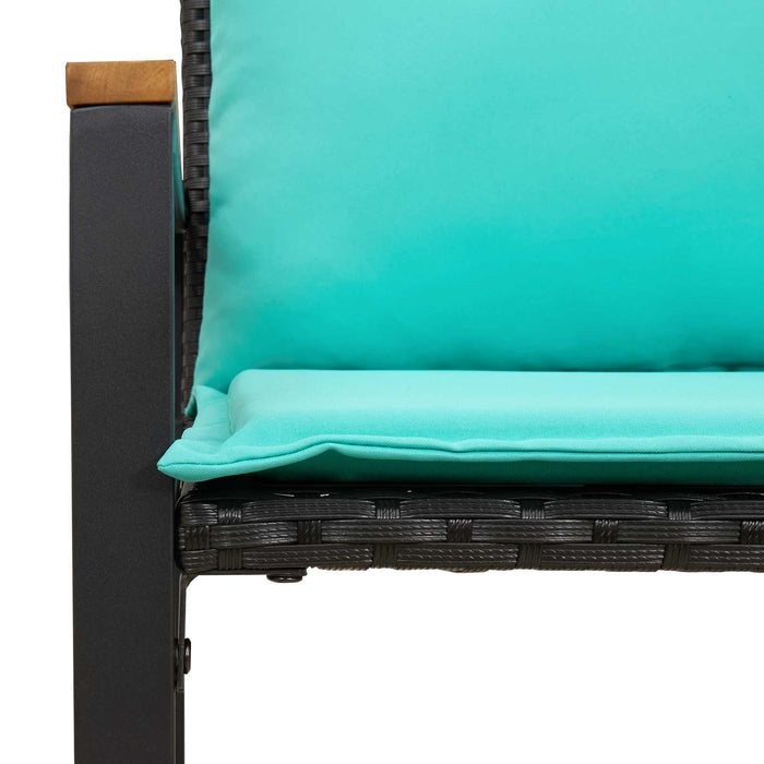bancă cu pernă Negru și Turcoaz 115 x 65 x 72 cm Ratan - WALTI WALTI