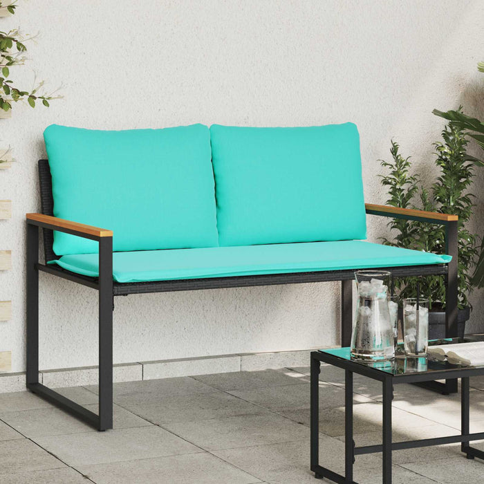 bancă cu pernă Negru și Turcoaz 115 x 65 x 72 cm Ratan - WALTI WALTI