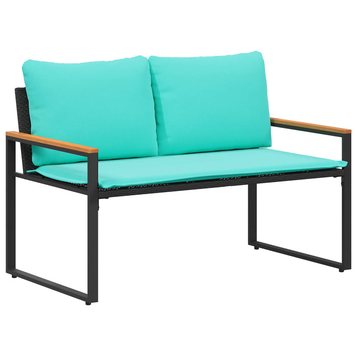 bancă cu pernă Negru și Turcoaz 115 x 65 x 72 cm Ratan - WALTI WALTI