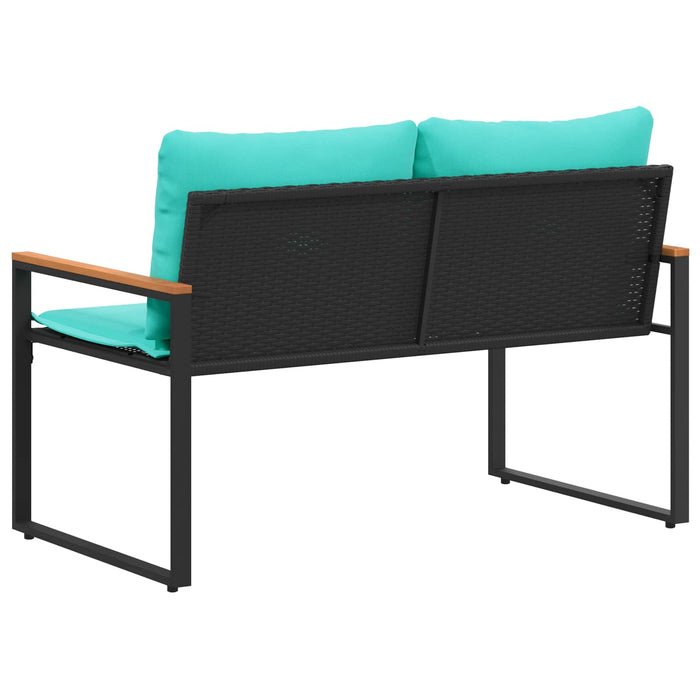 bancă cu pernă Negru și Turcoaz 115 x 65 x 72 cm Ratan - WALTI WALTI