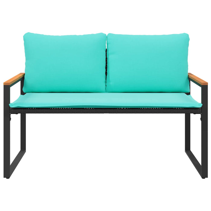 bancă cu pernă Negru și Turcoaz 115 x 65 x 72 cm Ratan - WALTI WALTI