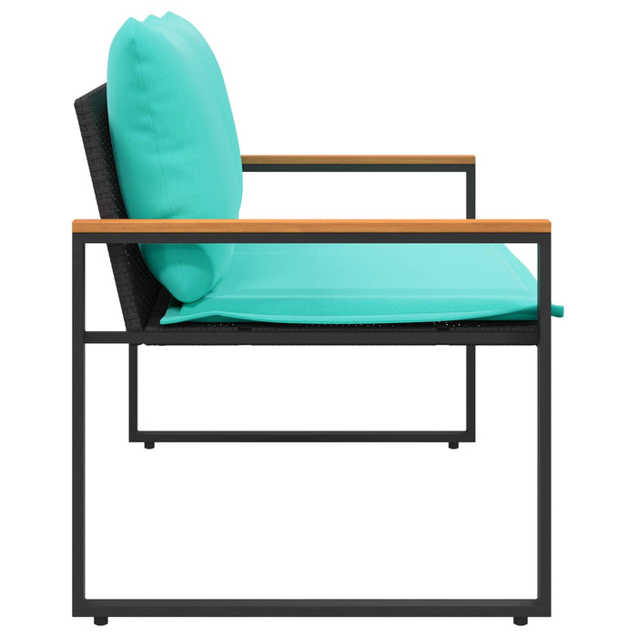 bancă cu pernă Negru și Turcoaz 115 x 65 x 72 cm Ratan - WALTI WALTI