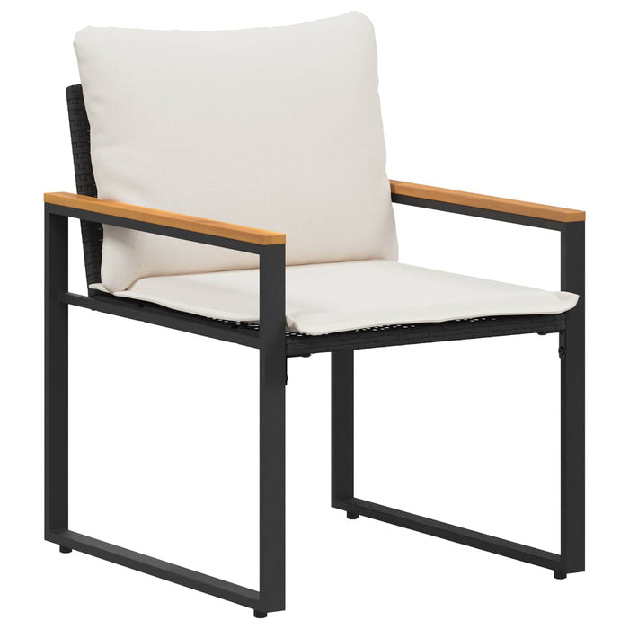 Seturi de mobilier cu pernă 3 pcs Negru și Alb crem Ratan - WALTI WALTI