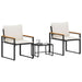 Seturi de mobilier cu pernă 3 pcs Negru și Alb crem Ratan - WALTI WALTI