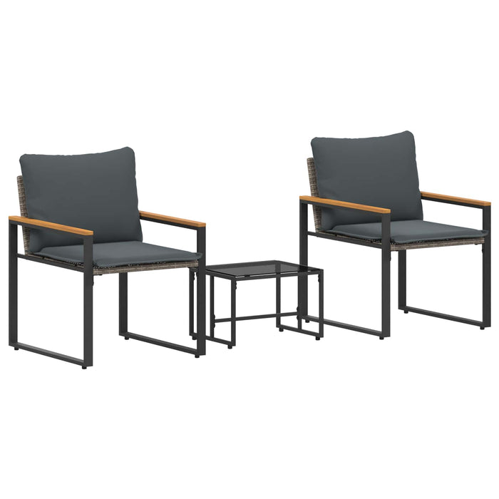 Seturi de mobilier cu pernă 3 pcs Gri și gri închis Ratan - WALTI WALTI