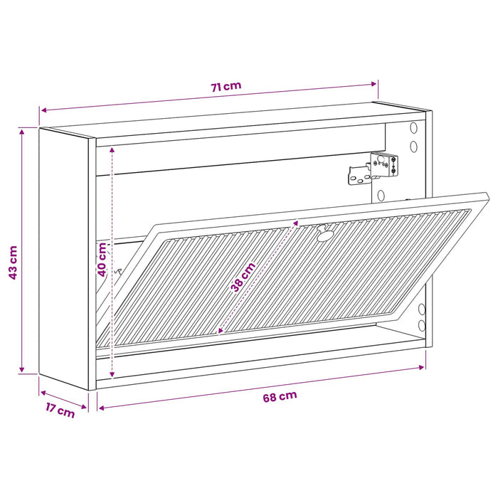 Dulap pentru pantofi montat pe perete EDE 71 x 17 x 43 cm - WALTI WALTI