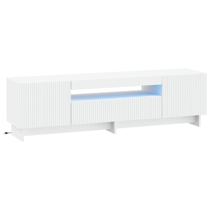 Cabinet TV cu LED Alb Lemn prelucrat WALTI