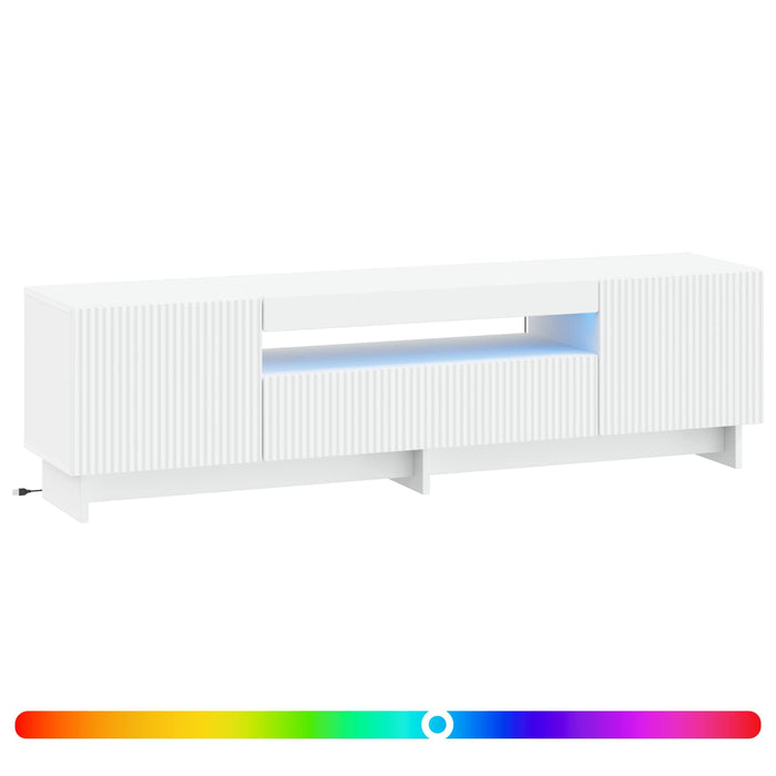 Cabinet TV cu LED Alb Lemn prelucrat WALTI