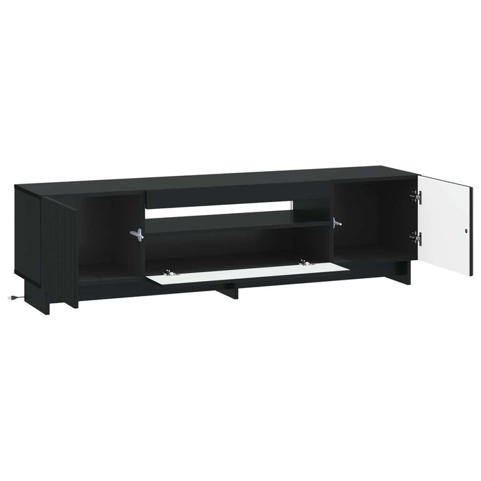 Cabinet TV cu LED Negru Lemn prelucrat WALTI