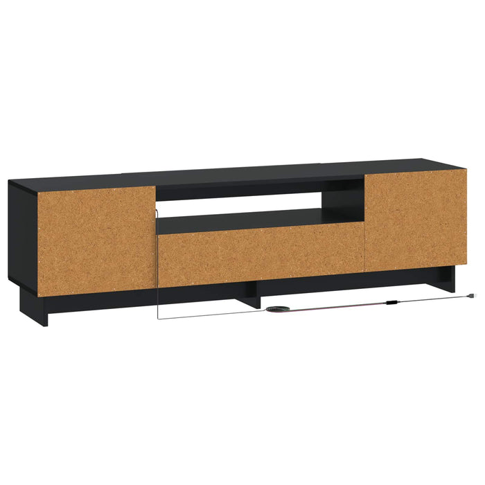 Cabinet TV cu LED Negru Lemn prelucrat WALTI