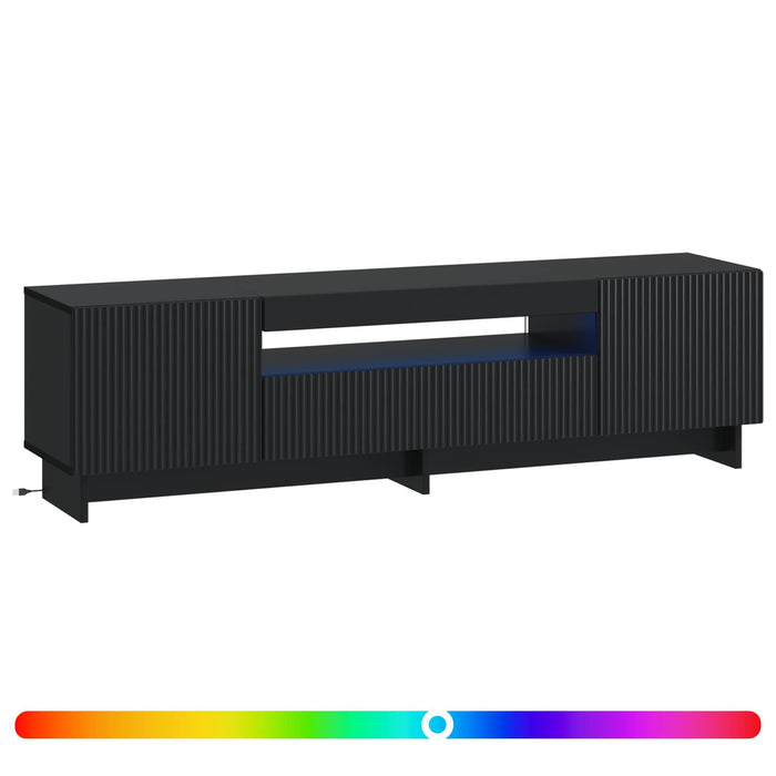 Cabinet TV cu LED Negru Lemn prelucrat WALTI