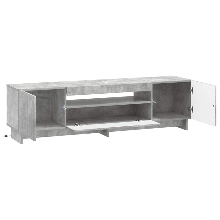 Cabinet TV cu LED Gri Beton Lemn prelucrat WALTI